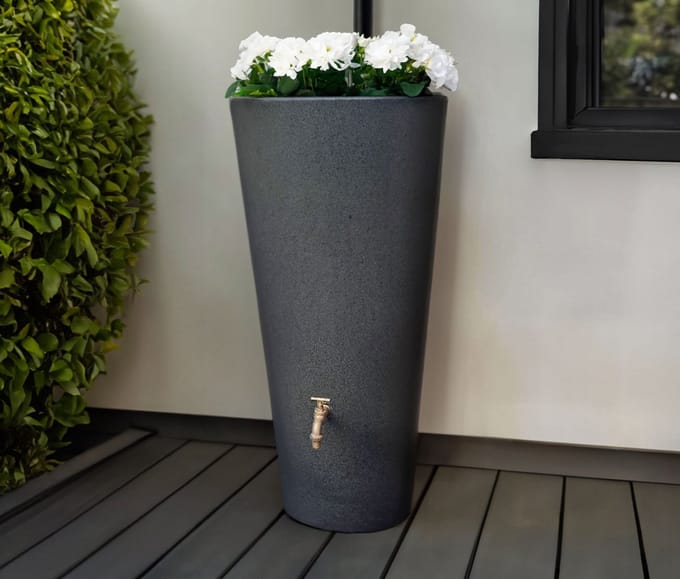 Regenton Rond zwart 160L incl. messing kraantje - Prestige Paris