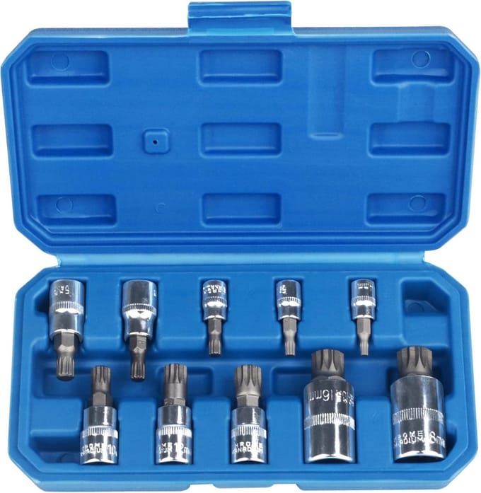 Spline socket bit set 10pcs M4 - M18 - S2 legeringstaal - voor BMW, Benz en Audi - ShopVlot