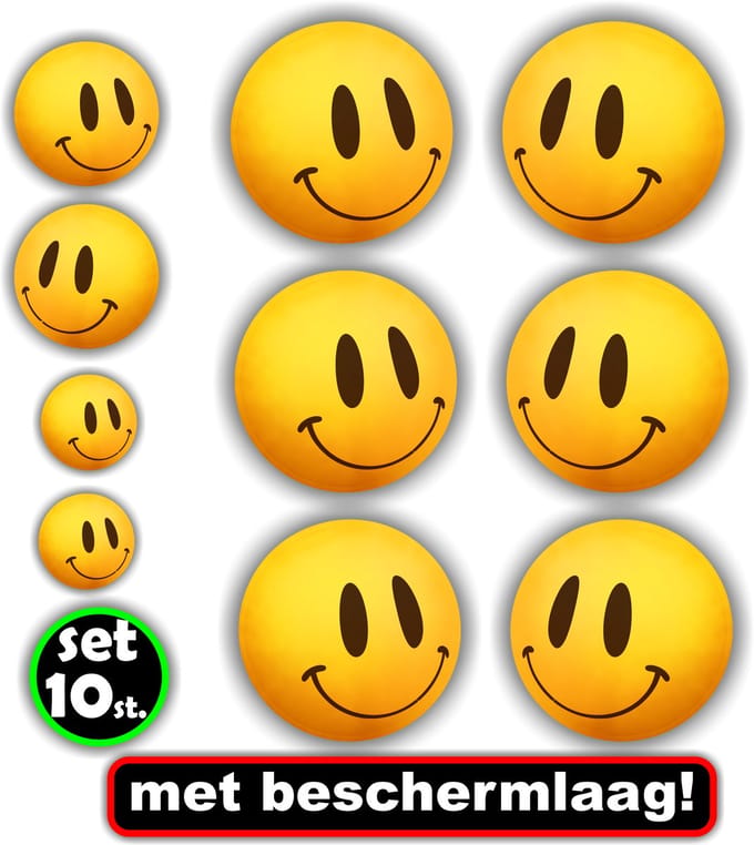 JERMA - Smiley sticker set 10 stuks lachenbekjes