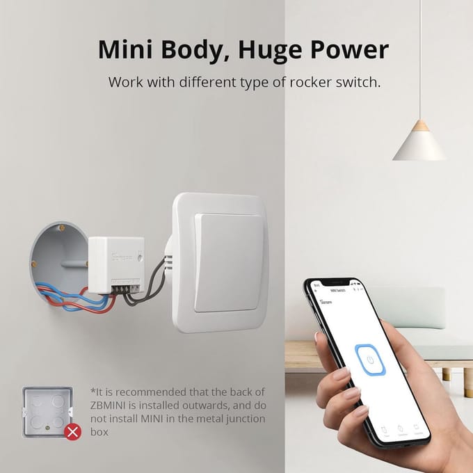 Zigbee Mini Slimme Schakelaar - Tweerichtings Lichtschakelaar voor Smart Home
