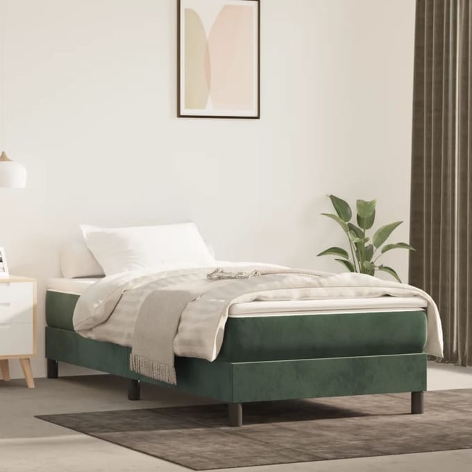 vidaXL - Pocketveringmatras - medium - 90x200x20 - cm - fluweel - donkergroen