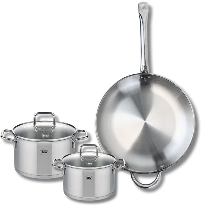 Set van 1 Koekenpan 32 cm en 2 kookpotten 16 en 20 cm Elo Profi Citrin