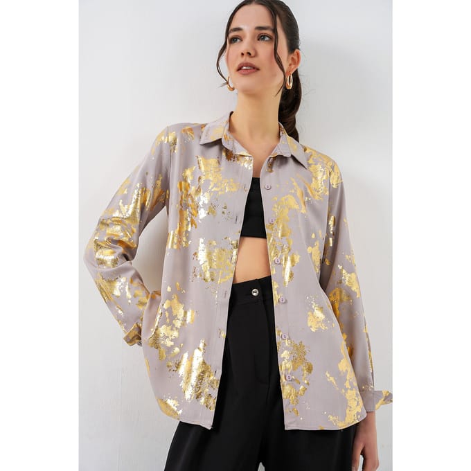 Oversized gestreepte blouse met knopen