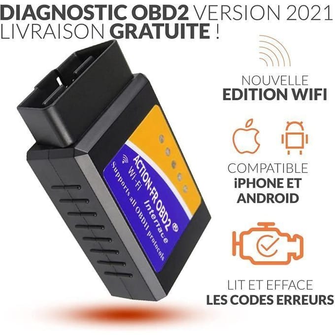OBD2 Scanner - Franse Verkoper - Alle Voertuigen - WiFi - Compatibel met iPhone en Android - Foutcodes Verwijderen