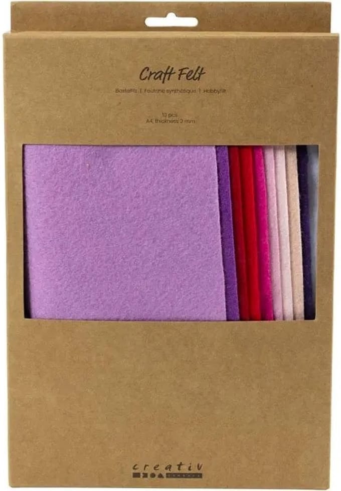 CC Craft felt, A4, sheet 210x297 mm, thickness 2 mm, purple/pink harmony, 10 sheet/ 1 pack