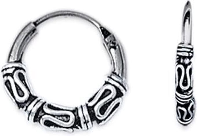 Amanto Oorbellen Finet XS - 925 Zilver Geoxideerd - Bali - 3mm - ∅12mm
