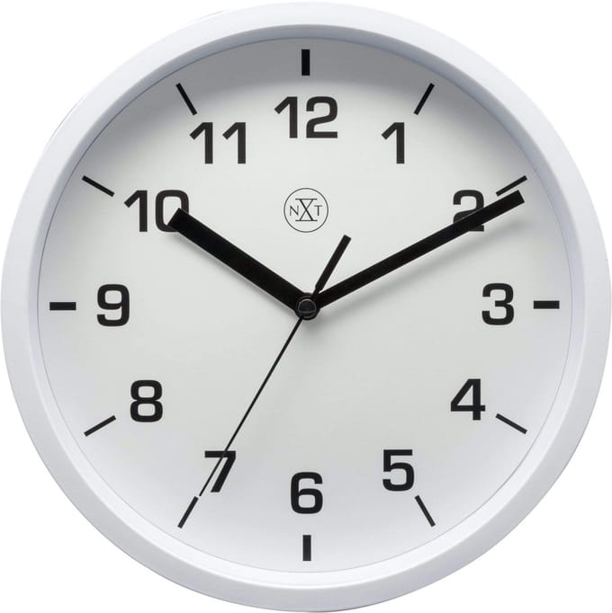nXt Easy Small – Wandklok – 20 cm – Kunststof – Wit – Witte wijzerplaat