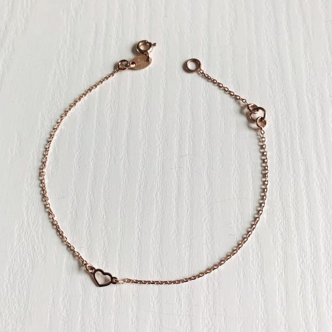 Minimalistische armband | Hart | Hartje | Rosekleurig | AG925 | Sterling Silver