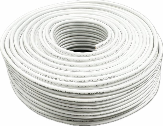 Caliber Speaker Kabel - Luidsprekerkabel - 2x1,5mm - 25 meter speakerdraad - Wit (CS215WX25)