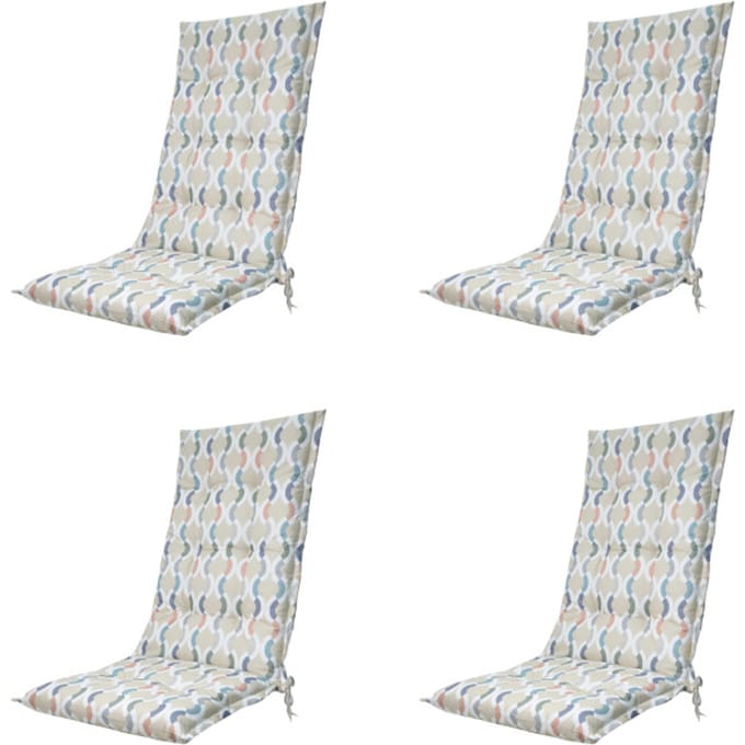Madison - Tuinstoelkussen Hoge Rug Trivia natural - Ca. 123x50 cm - Set van 4