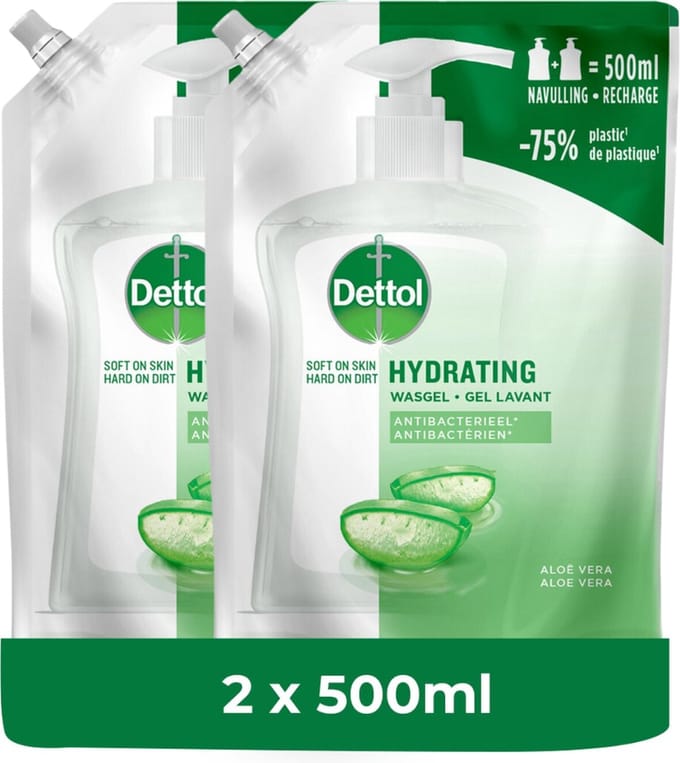 Dettol Refill Hydrating Aloe Vera 500ML - 2 Stuks - Voordeelverpakking
