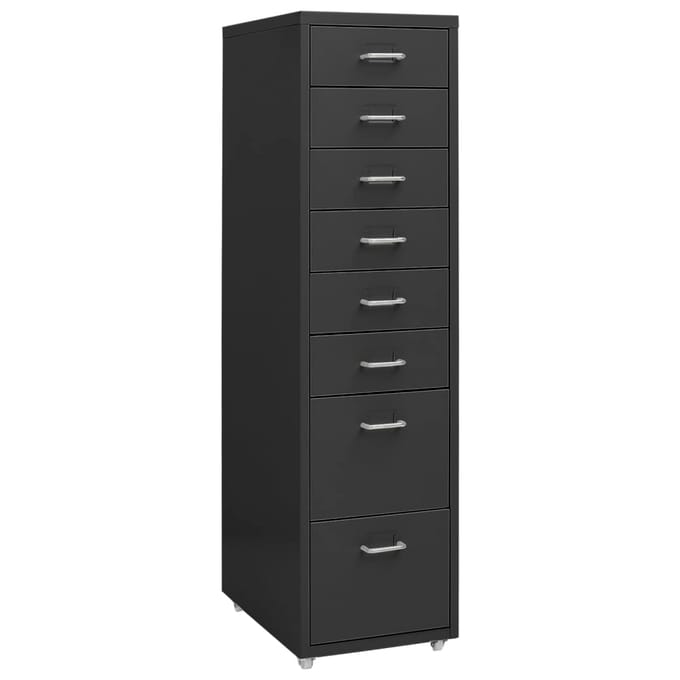 vidaXL - Ladeblok - verrijdbaar - 28x41x109 - cm - metaal - antracietkleurig