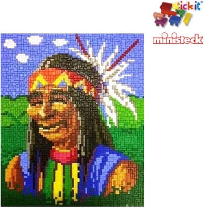 Stick-it Appeche krijger (indianen), ca. 3.500 steentjes, compatibel met Ministeck