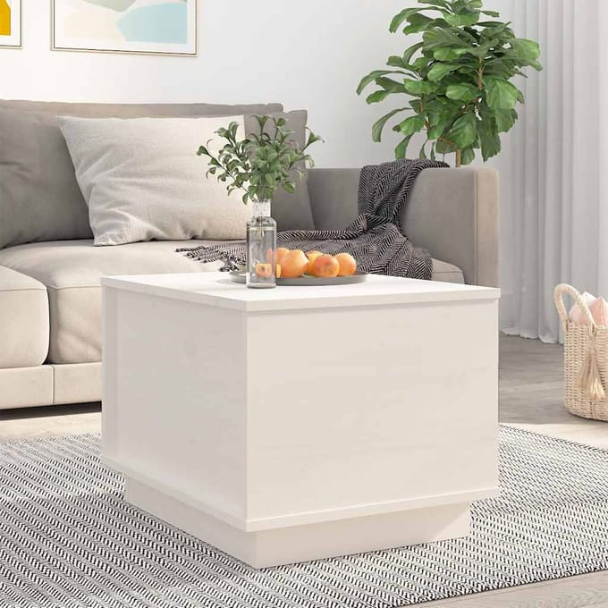 vidaXL - Salontafel - 40x50x35 - cm - massief - grenenhout - wit