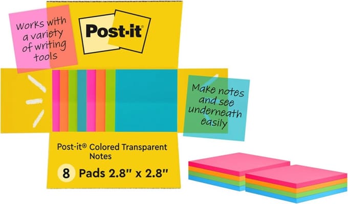 Transparante Kleverige Nota's 3x3" voor makkelijk notities maken
