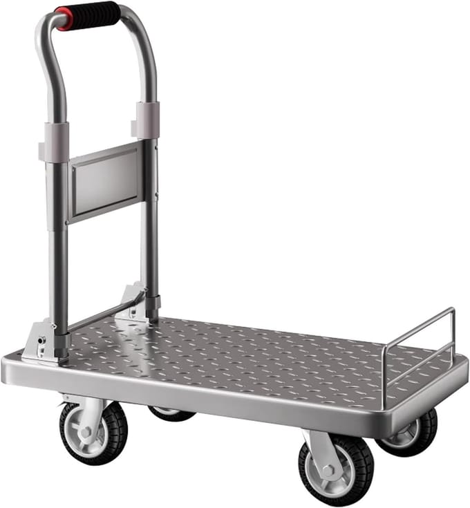 Vouwbare Platformwagen - Steekwagen Duwkar - Materiaal Transport - Met Remmen Afneembaar - Groot Compact