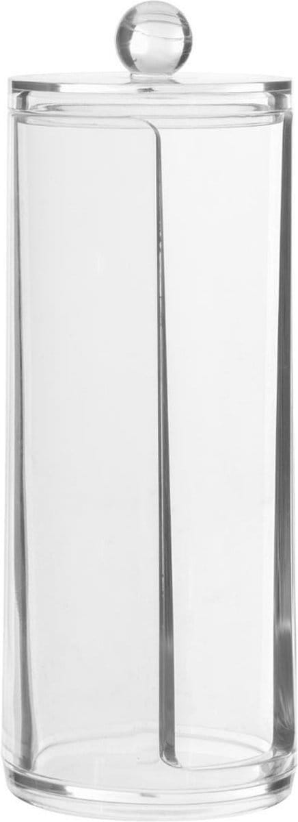 5Five Wattenschijfjes houder/box - 7,5 x 20 cm - kunststof - Wattenschijfjes opbergen - Wattendispenser - Make-up organizer