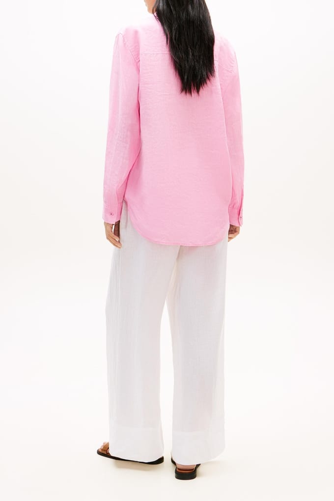 relaxed fit blouse met lange mouwen van puur linnen