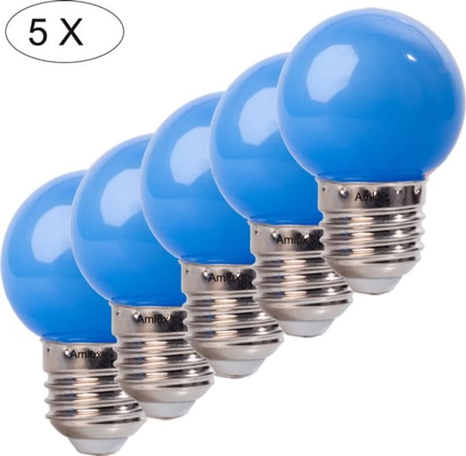 Set 6 stuks blauwe led lampen - 1W - E27