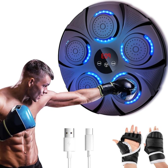 VIN® Muziek Boksmachine met Bluetooth en 9 Snelheidsmodi - Blauw - 46cm x 45cm x 9cm