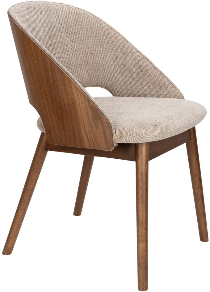Dutchbone Velore Eetkamerstoel Walnoot/ Beige