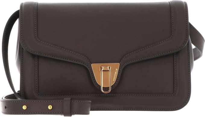 COCCINELLE Leren Schoudertas Avondtas Marvin Twist Smooth Handbag Bark Donkerbruin