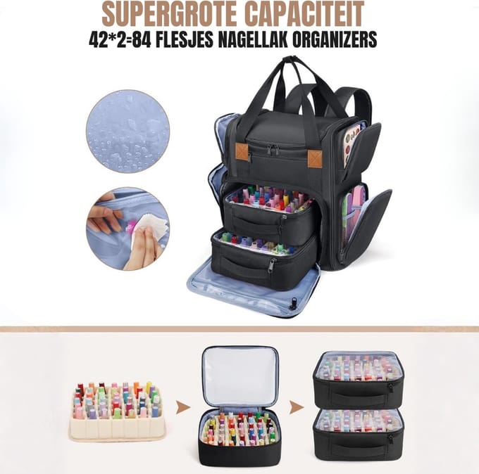 SVN® Nagellak Koffer - Nagellak - Zwart - ‎40cm x 30cm x 20cm