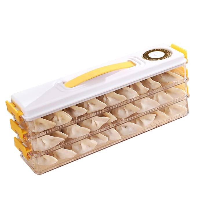 Dumpling Bewaarcontainer Voedselkwaliteit Plastic Koelkast Dumpling Bewaardoos voor Thuis beige