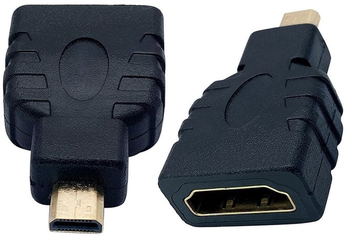Nereb - Micro HDMI naar HDMI Adapter – Type D naar Type A – 4K Ultra HD – Verguld – Zwart – Verloopstekker