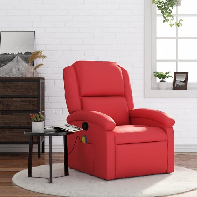 vidaXL - Massagestoel - verstelbaar - kunstleer - rood