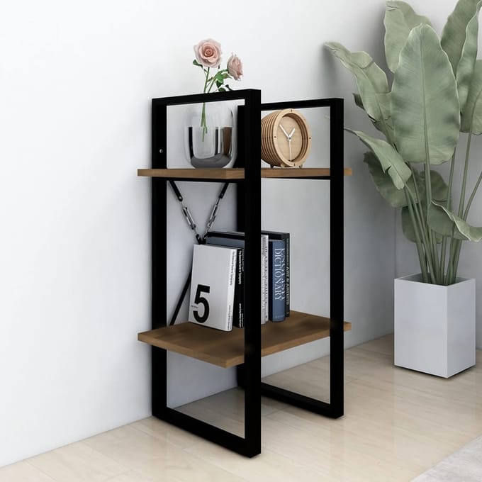 vidaXL - Boekenkast - 2-laags - 40x30x70 - cm - bewerkt - hout - bruin - eikenkleur