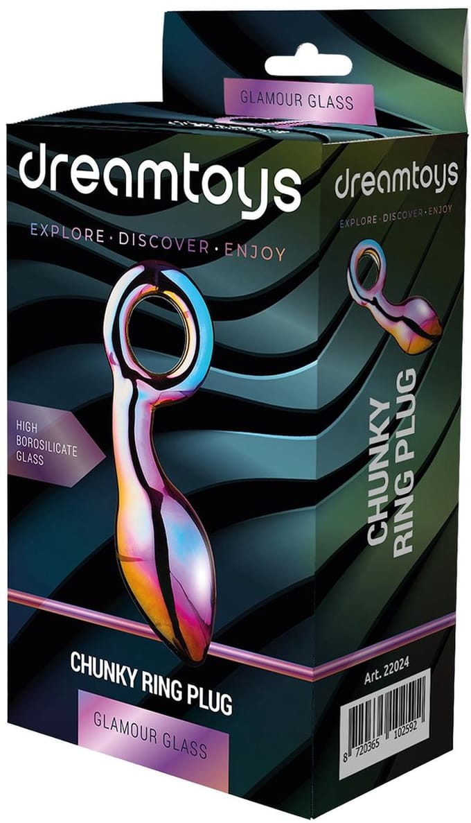 Dream Toys Buttplug Glamour Glass Chunky Ring Plug Multicolours