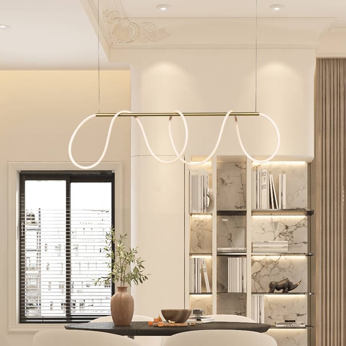 Zambelis LED hanglamp 19254, mat goud, lengte 147 cm, metaal