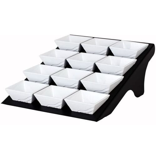 GGM Gastro Etagerie / Buffetständer - Schwarz - inkl. 12 Melaminschalen - eckig Zwart / Wit