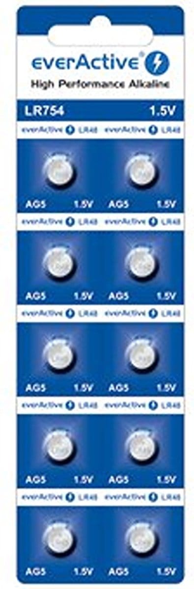 Everactive Alkaline Mini-Batterij Ag5 G5 Lr754 Lr48 Voor Horloges En Andere Apparaten