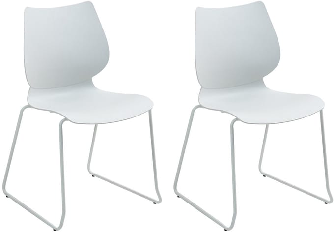 CLP Houma Set van 2 Eetkamerstoelen - Stapelstoel - Metaal - Kunststof/wit