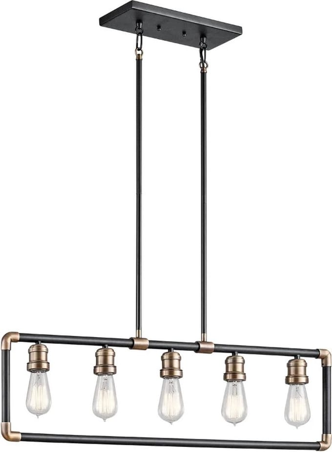Kichler LED Kroonluchter | 5X E27 Max 60W | Dimbaar | Black and Natural Brass