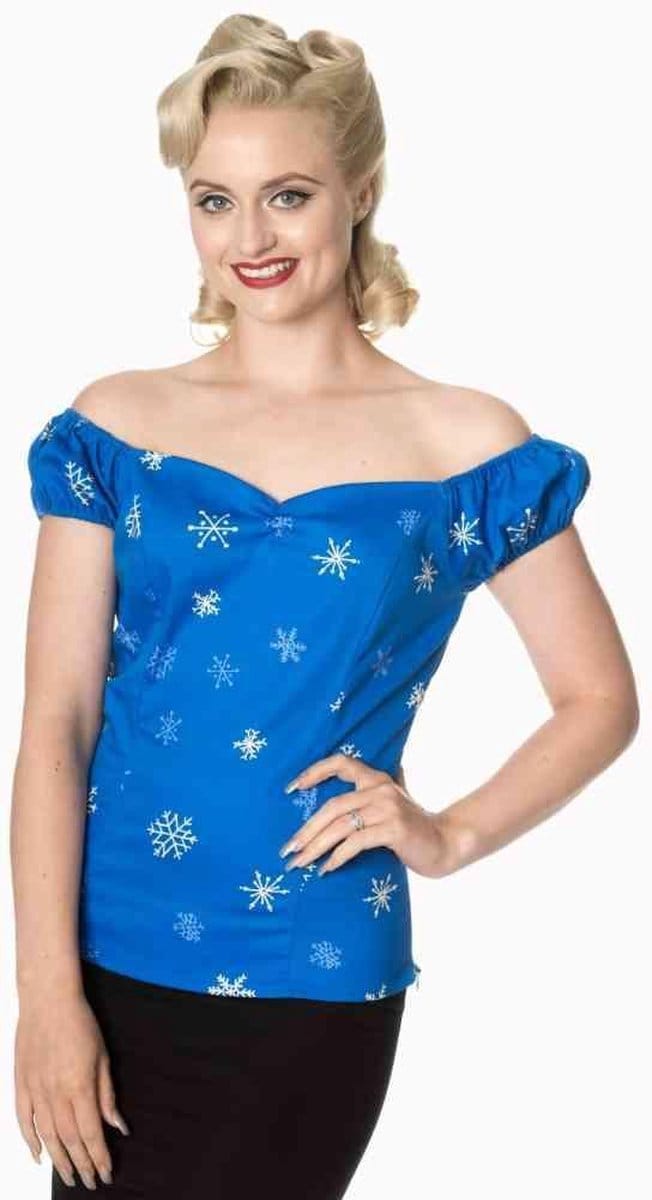 Dancing Days - ROMANCE LIVES Off shoulder top - M - Blauw