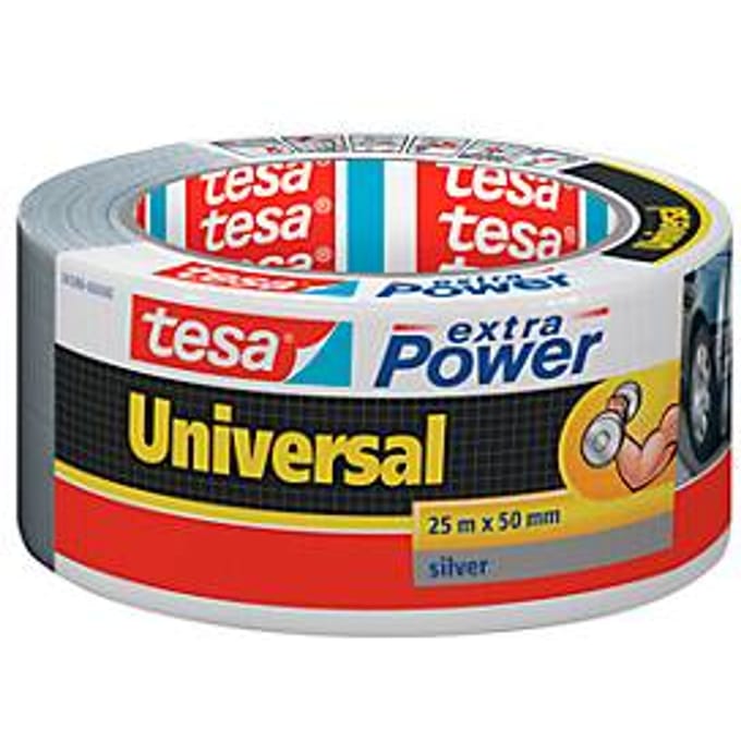 tesa textieltape Extra Power universeel ducttape sterke grip veelzijdig plakband – grijs 25m x 50mm