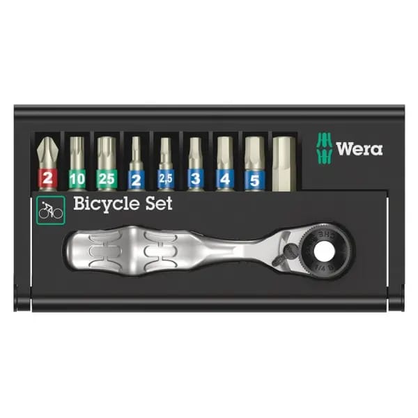 Wera Bicycle Set 9 05004177001 Bitset Kruiskop Phillips, Torx, Inbus, Buiten-vierkant Incl. ratel