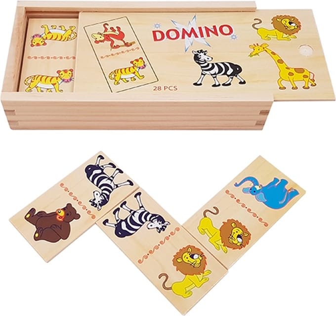 Houten domino jungle dieren - 28 pcs - Playwood