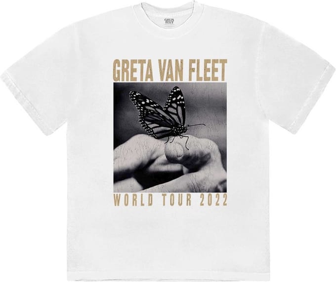 Greta Van Fleet - World Tour Butterfly Heren T-shirt - S - Wit