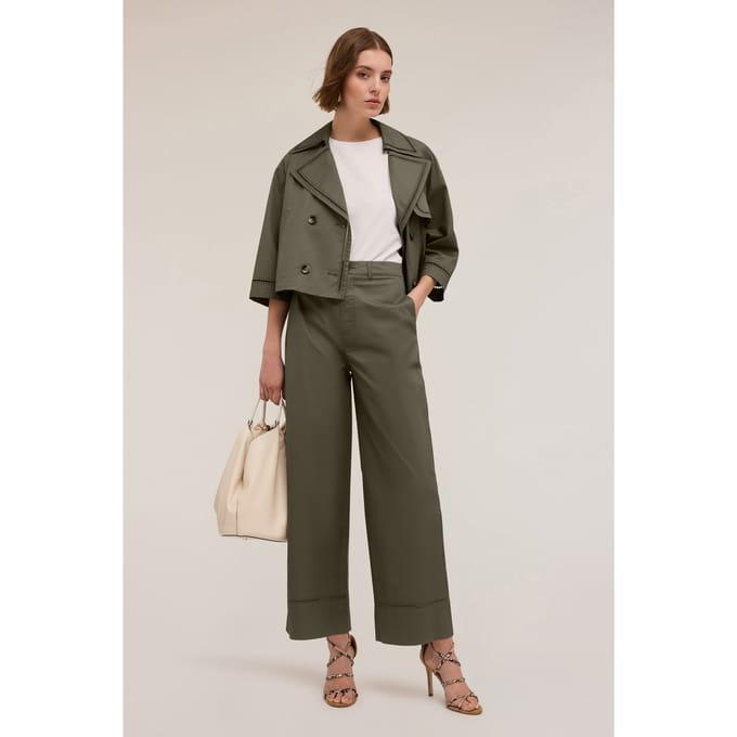 Motivi Wide Trousers With Openwork Detail Green Größe: 32 | Stoffhosen Outlet | Damen | Grün
