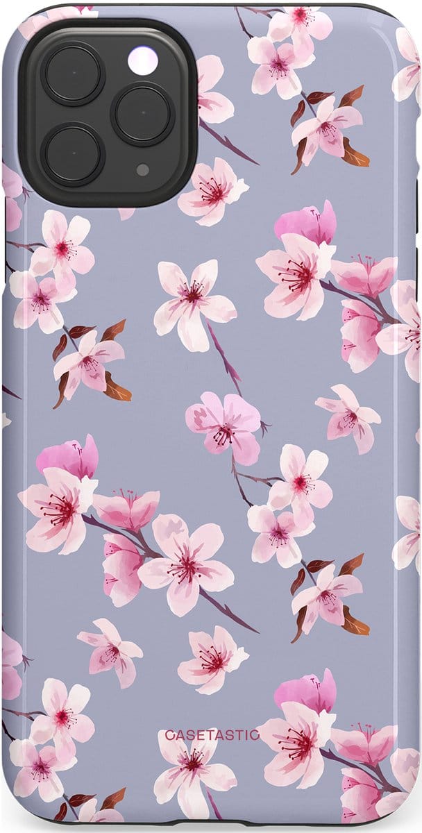 Casetastic hoesje geschikt voor Apple iPhone 11 Pro Max - Dubbellaagse bescherming - Bloemsem Bries - Fashion Case - Zilver Lichtroze Lila