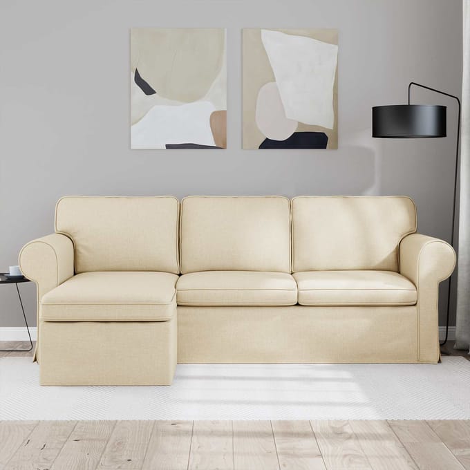 vidaXL - Bank - Crème - 215 - x - 138 - x - 80 - cm - Stof
