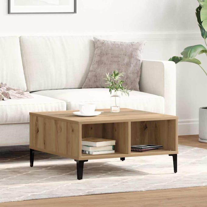 vidaXL - Salontafel - Artisan - Eiken - 60 - x - 60 - x - 30 - cm