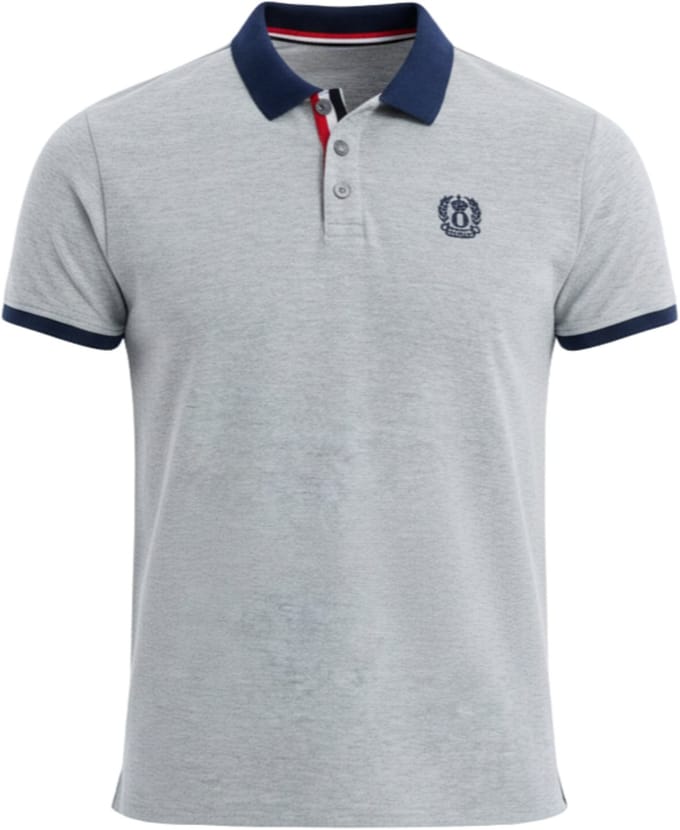 OMBRE Polo - Regular Fit - Katoen - Korte Mouw Lichtgrijs Gemêleerd S