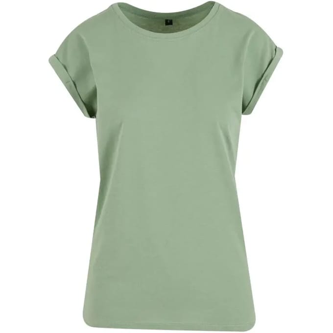 Build Your Brand - Extended Shoulder Dames T-shirt - Pale Leaf maat 3XL