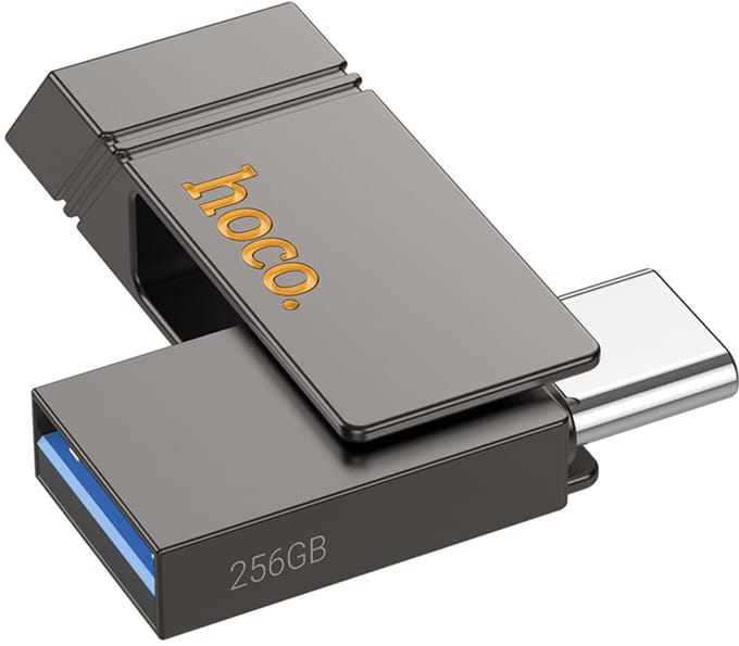 Hoco 2 in 1 - USB Stick 128GB met USB C en USB A Aansluiting - 200Mb/s - Grijs