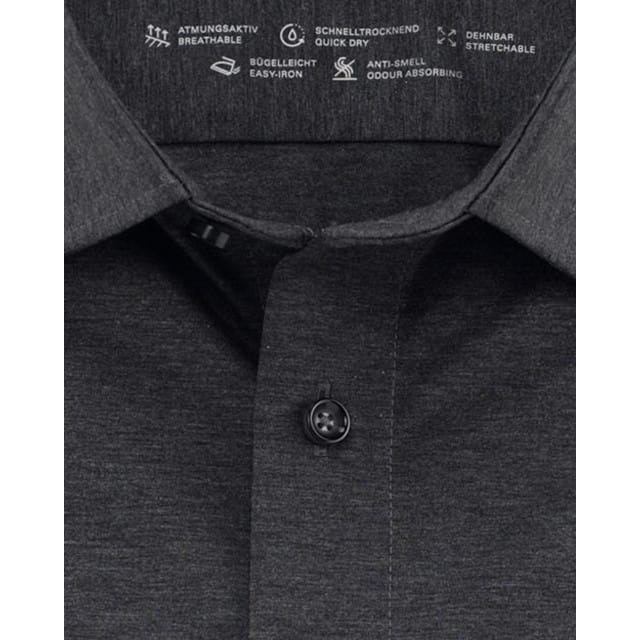 OLYMP Luxor 24/Seven modern fit overhemd - antraciet grijs tricot